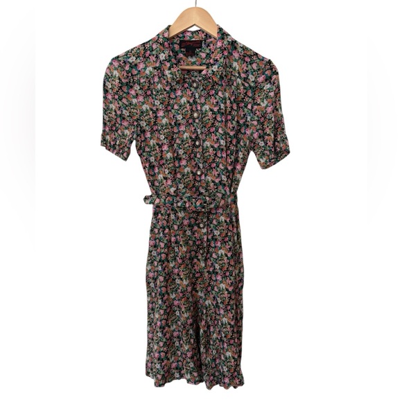 Vintage J.B. Wright Ltd Petites Floral Romper Belted Shorts Size 8 90s Summer - Picture 2 of 9